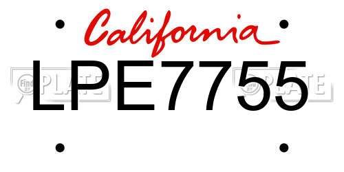 LPE7755 California License Plate
