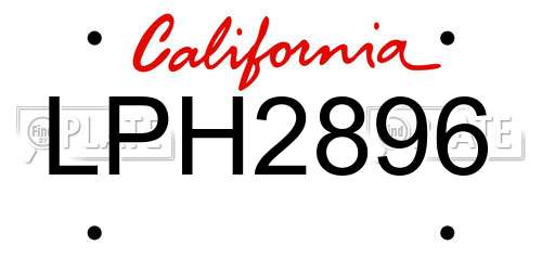 LPH2896 California License Plate