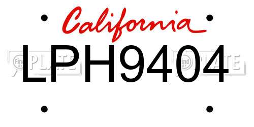 LPH9404 California License Plate