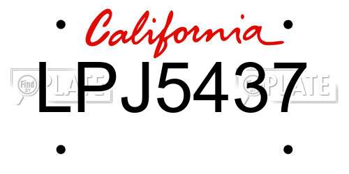 LPJ5437 California License Plate