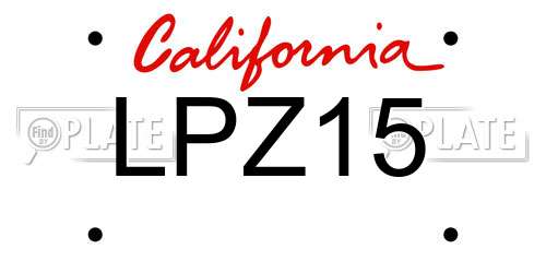 LPZ15 California License Plate