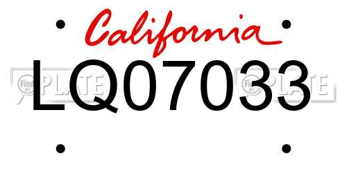 LQ07033 California License Plate