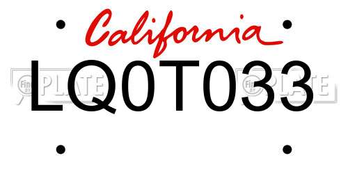 LQ0T033 California License Plate