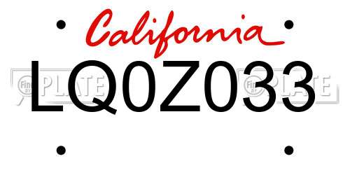 LQ0Z033 California License Plate