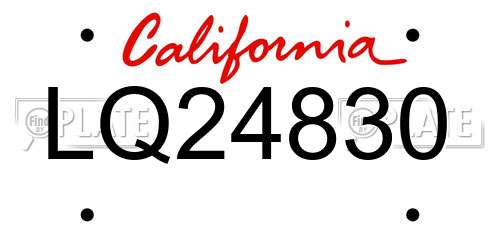 LQ24830 California License Plate