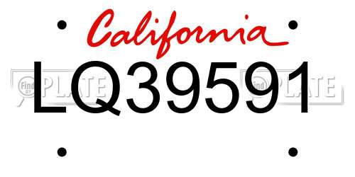 LQ39591 California License Plate