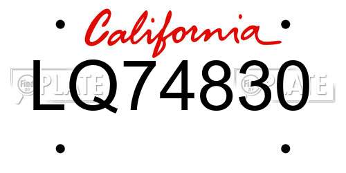 LQ74830 California License Plate