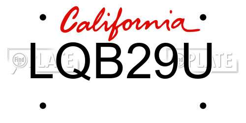 LQB29U California License Plate