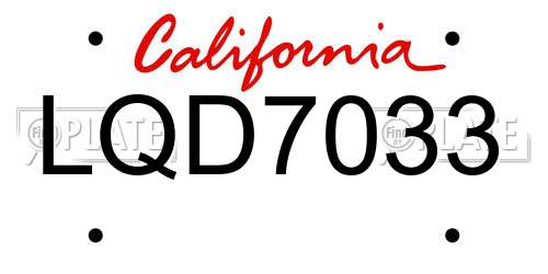 LQD7033 California License Plate