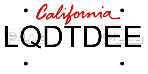 LQDTDEE California License Plate