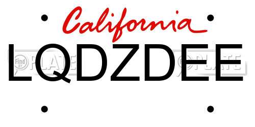 LQDZDEE California License Plate