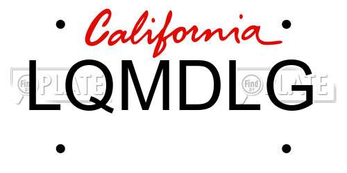 LQMDLG California License Plate