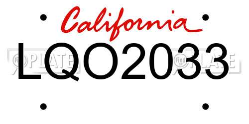 LQO2033 California License Plate