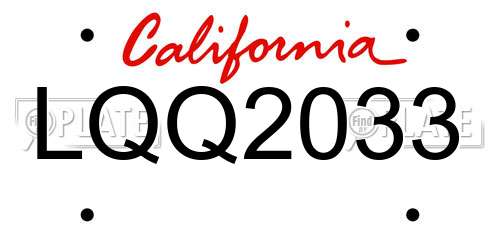 LQQ2033 California License Plate