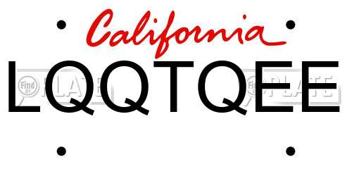 LQQTQEE California License Plate