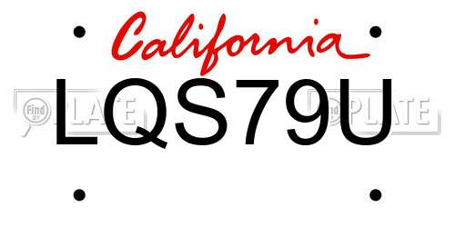 LQS79U California License Plate