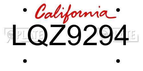 LQZ9294 California License Plate