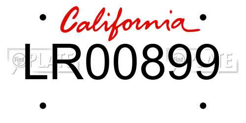 LR00899 California License Plate