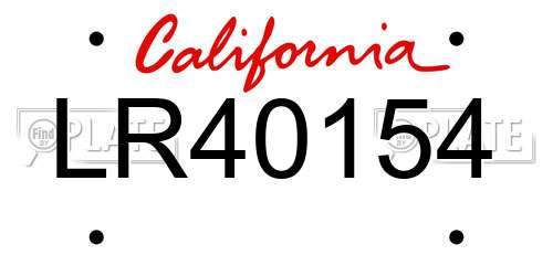 LR40154 California License Plate