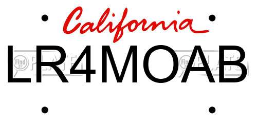 LR4MOAB California License Plate