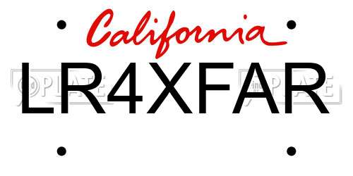 LR4XFAR California License Plate