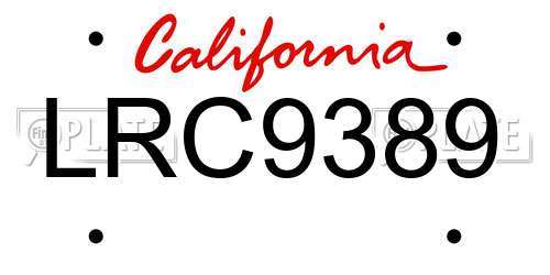 LRC9389 California License Plate