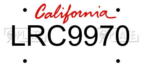 LRC9970 California License Plate
