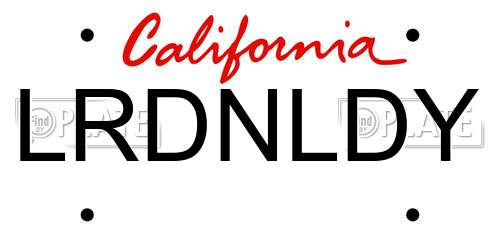 LRDNLDY California License Plate