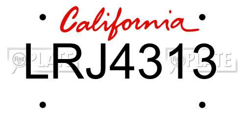 LRJ4313 California License Plate