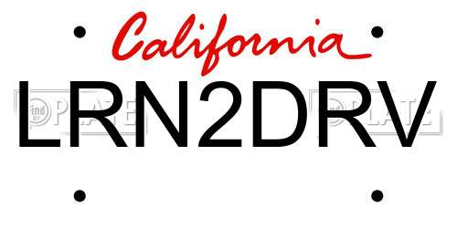 LRN2DRV California License Plate