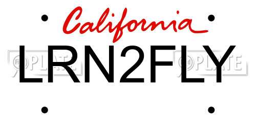 LRN2FLY California License Plate