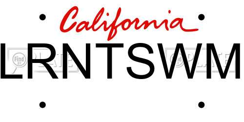 LRNTSWM California License Plate
