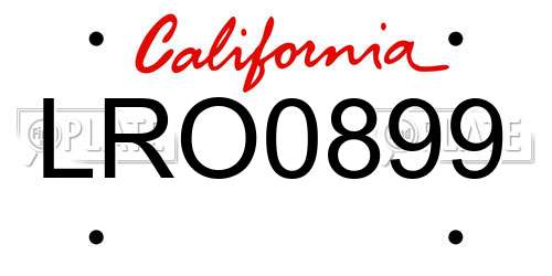 LRO0899 California License Plate