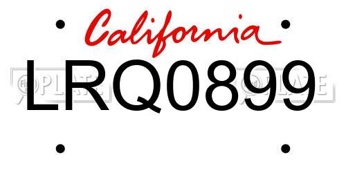 LRQ0899 California License Plate