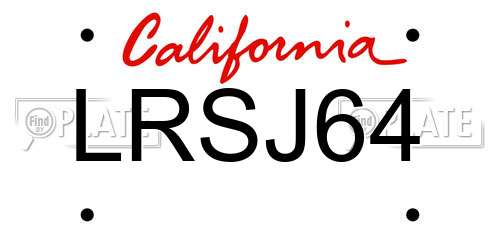 LRSJ64 California License Plate
