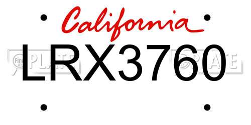 LRX3760 California License Plate