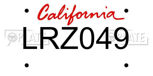 LRZ049 California License Plate