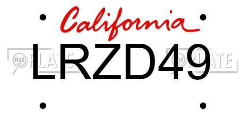 LRZD49 California License Plate