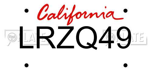 LRZQ49 California License Plate