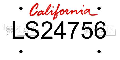 LS24756 California License Plate