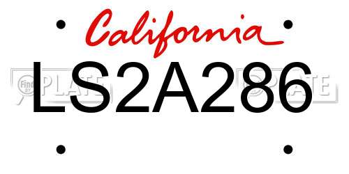 LS2A286 California License Plate