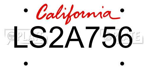 LS2A756 California License Plate