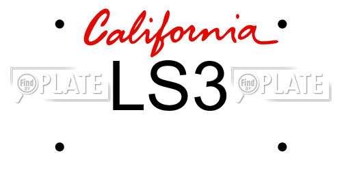 LS3 California License Plate