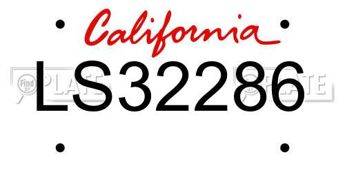 LS32286 California License Plate
