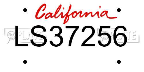 LS37256 California License Plate