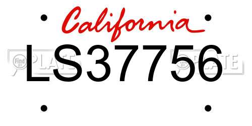 LS37756 California License Plate