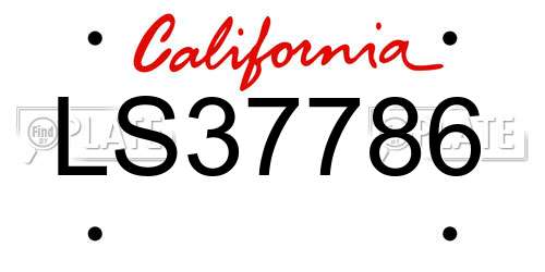 LS37786 California License Plate