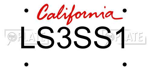 LS3SS1 California License Plate
