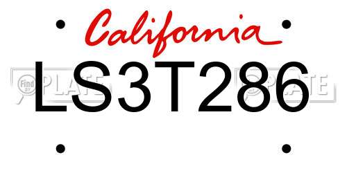 LS3T286 California License Plate