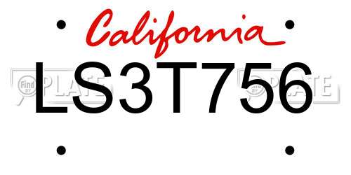 LS3T756 California License Plate